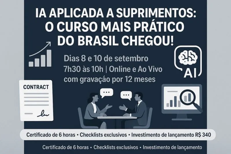 Curso IA aplicada a Compras Curso inédito dias 08 e 09 de setembro de 2025